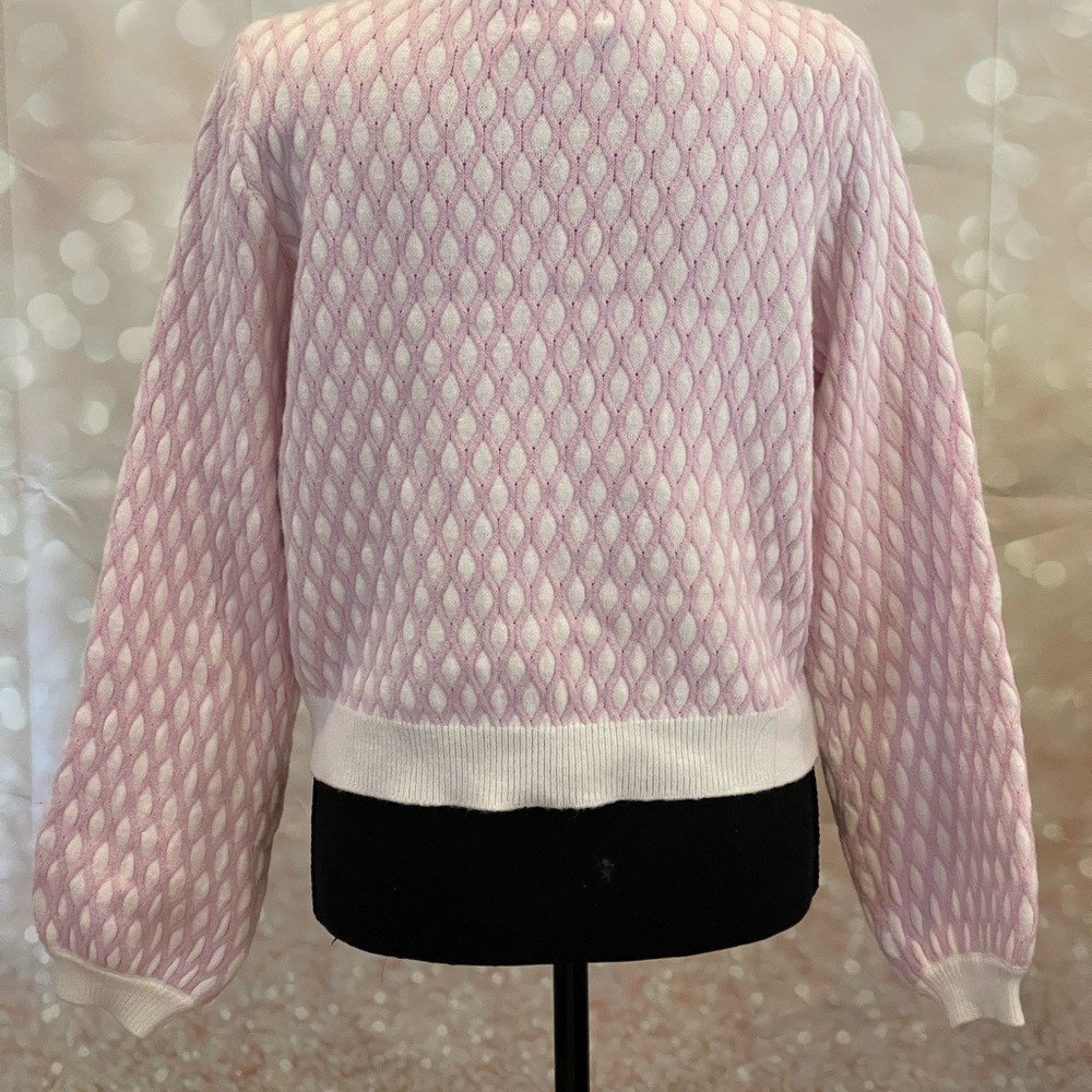 Pepin Pink and White Textured Crewneck Sweater - Picture 7 of 9